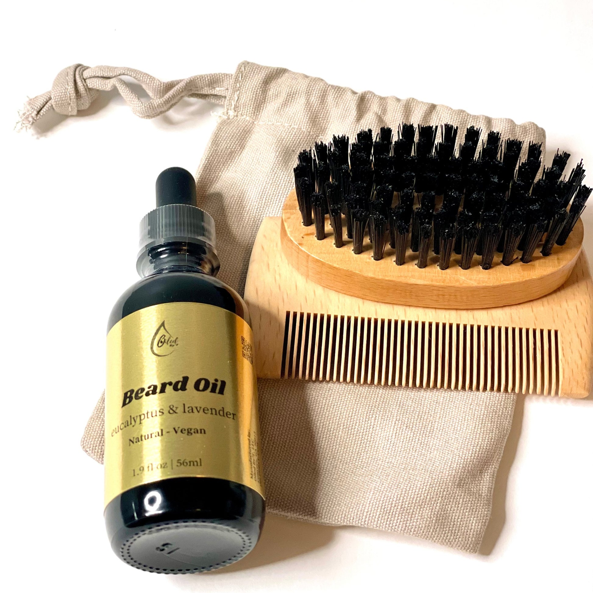 1.9 oz Beard Oil with Beard comb and beard brush