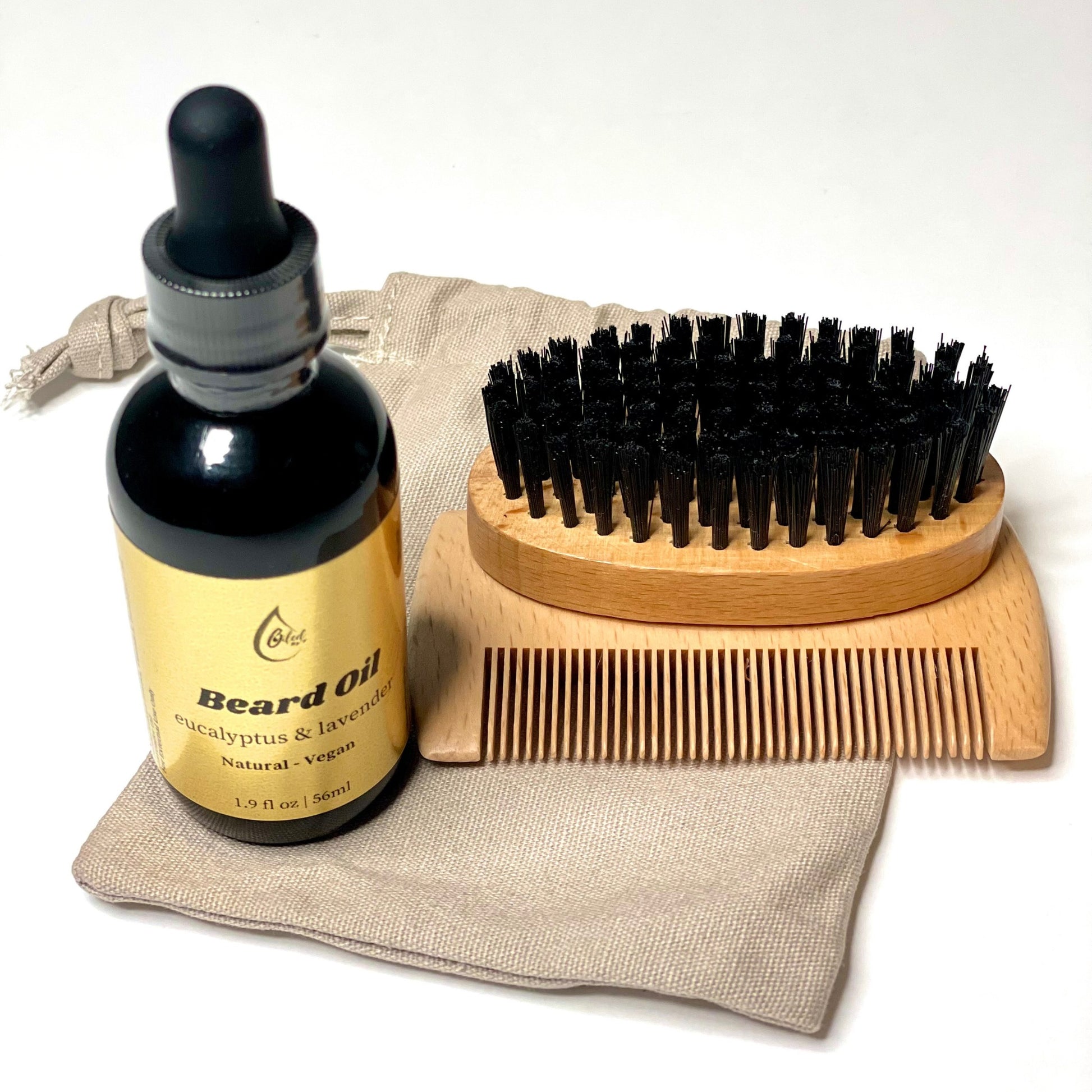 1.9 oz Beard Oil with beard brush and beard comb