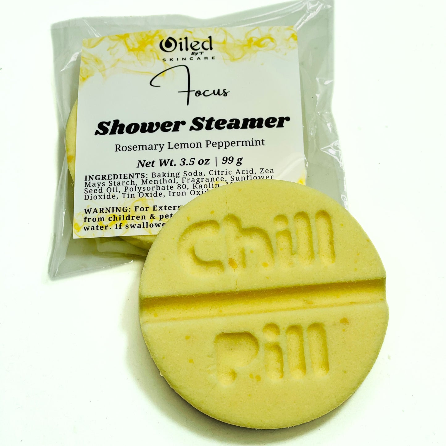 Focus 3.5 oz Shower Steamer Tablet with packaging