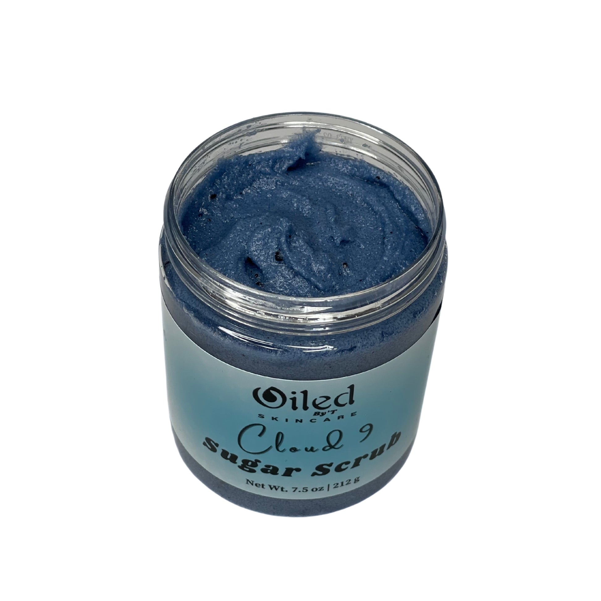 Blue Body Scrub scent cloud9 jar open