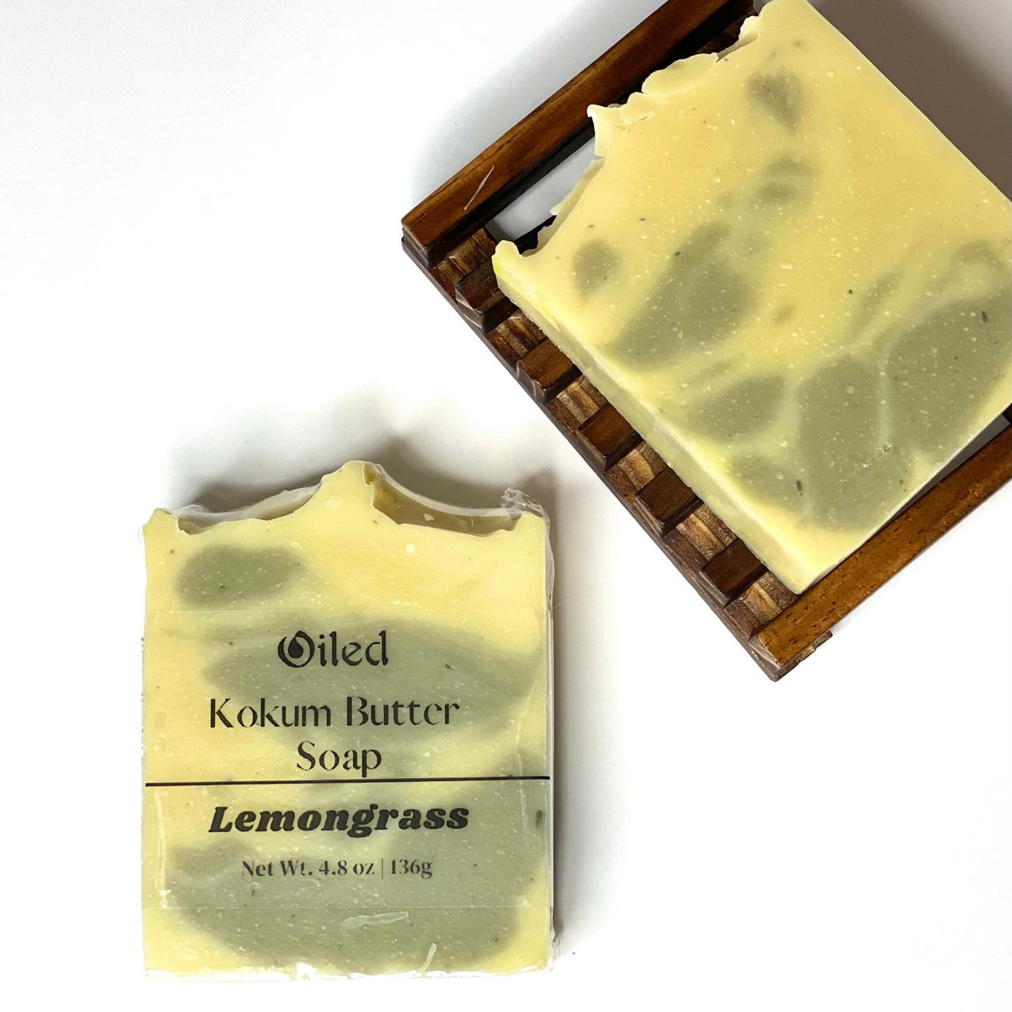 Artisan Soap Bar with swirls of green clay  1 soap with label 1 soap without label