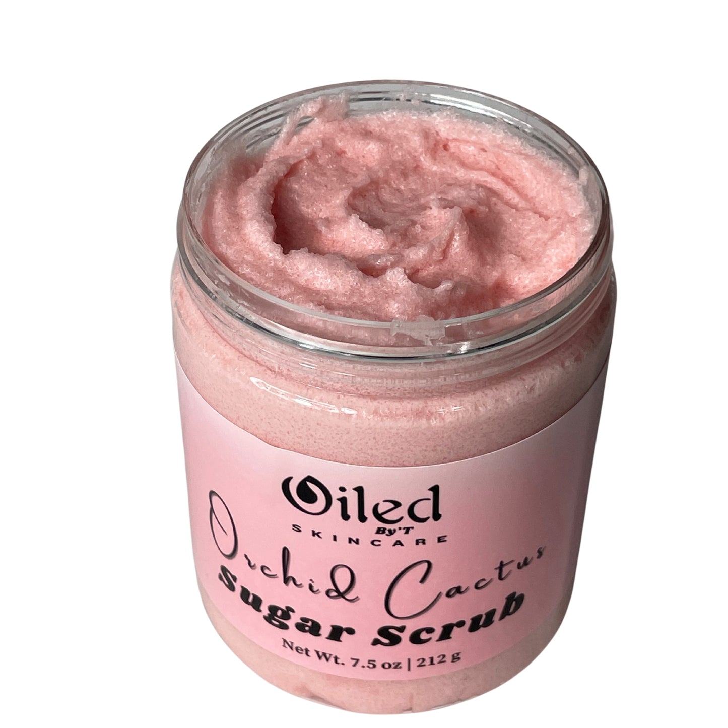 pink body scrub orchid cactus scent with top open