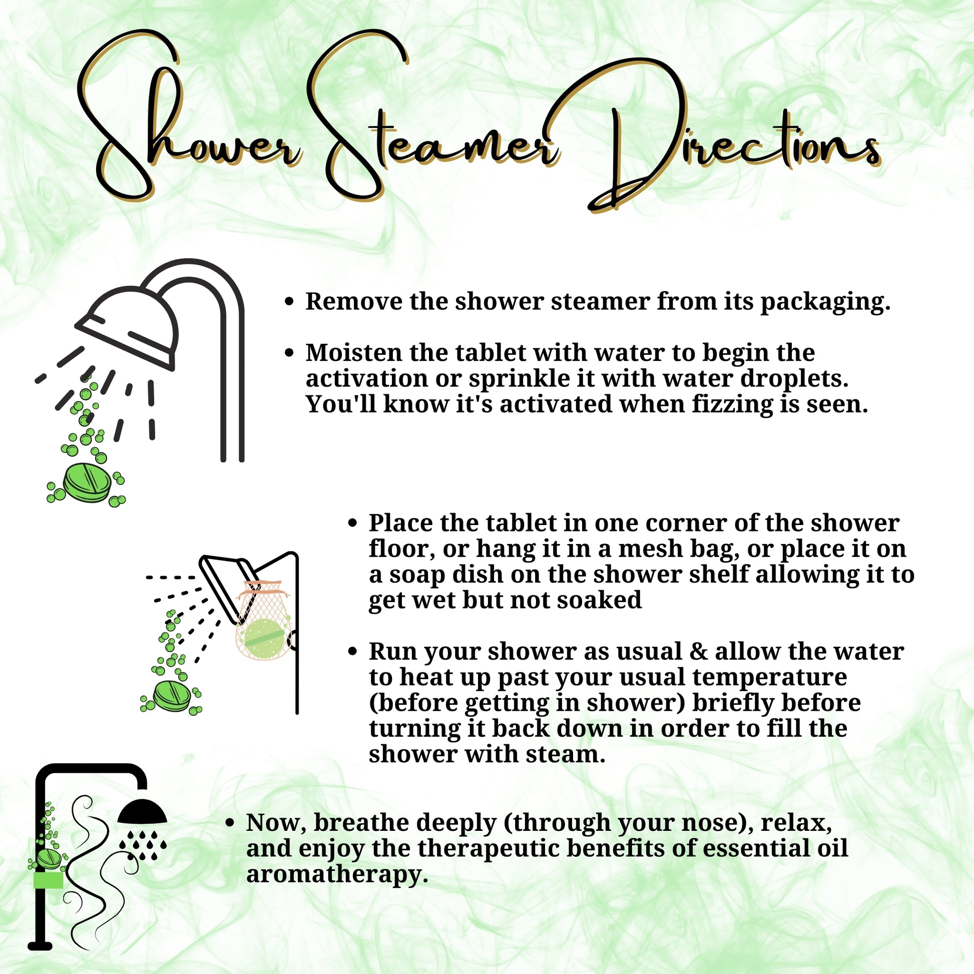 Shower Steamer Direction Card